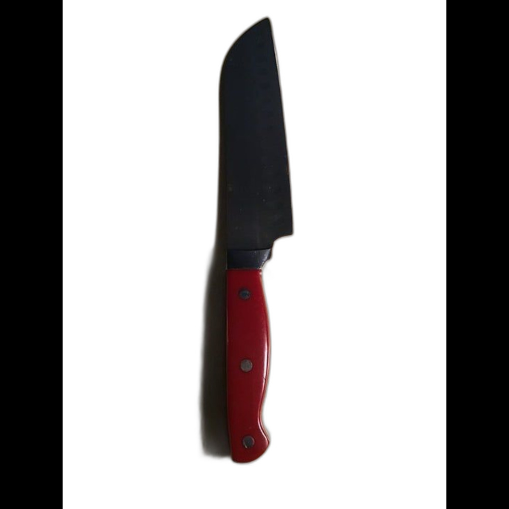 Mad Hungry 7" Santoku Kitchen Knife - Full Tang German Steel Red Handle